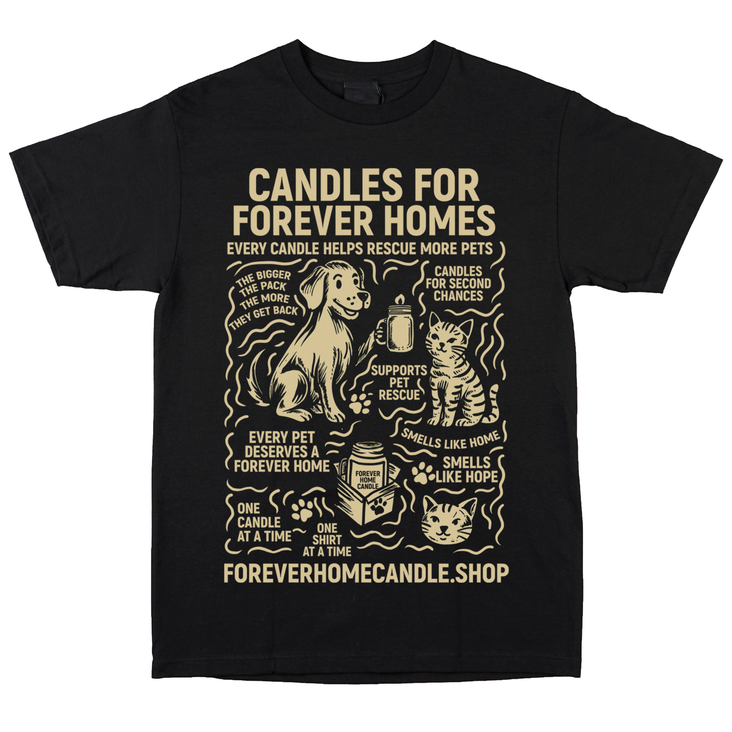 Rescue More Pets – Forever Home Candle Tee