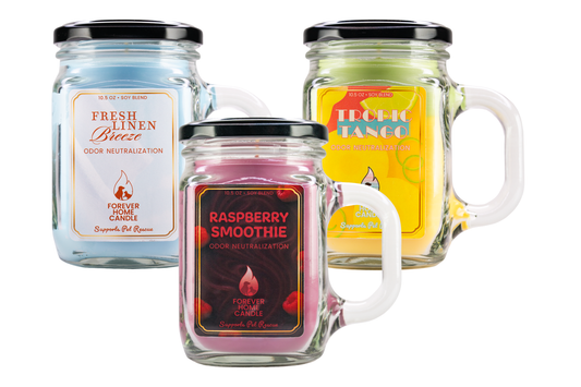 3-Candle Pack: Raspberry Smoothie, Fresh Linen Breeze, and Tropic Tango